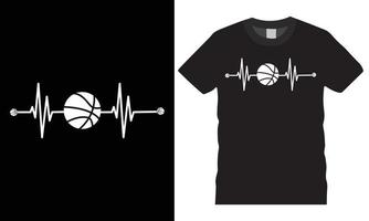 vecteur de conception de t-shirt créatif battement de coeur de basket-ball typographie