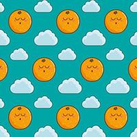 modèle sans couture de dessin animé mignon avec des oranges et des nuages. motif vectoriel de bébé mignon pour toute utilisation. illustration vectorielle