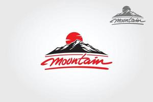 illustration du logo vectoriel de montagne. cette illustration montagne avec le soleil, ce serait un parfait élément d'identité pour les agences de voyage, les sites internet sur la montagne et la randonnée, la faune et le tourisme.