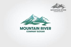 modèle de logo vectoriel de rivière de montagne. est un logo épuré, moderne et élégant adapté aux activités de montagne nature comme une entreprise de sports d'aventure, une gamme de produits naturels, des hôtels, des centres de villégiature, etc.