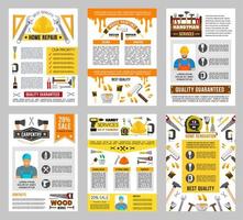 ensemble de bannières d'outils de réparation de maison, conception de construction vecteur
