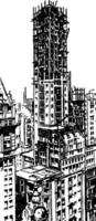 gratte-ciel incomplet, illustration vintage. vecteur