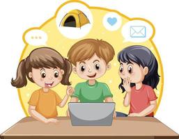 enfants naviguant sur internet sur ordinateur portable vecteur