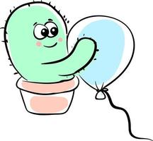 cactus hugging balloon, illustration, vecteur sur fond blanc.