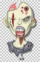 tête de zombie effrayant sur fond de grille vecteur
