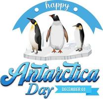 conception d'affiche joyeuse fête de l'antarctique vecteur