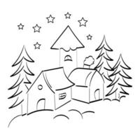 conception de maison de noël pour impression. graphiques à imprimer ou à utiliser comme affiche, carte, dépliant, autocollant ou t-shirt. vecteur