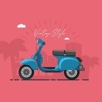 scooter bleu vintage sur rose vecteur