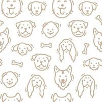 modèle vectorielle continue avec des têtes de chien mignon style doodle vecteur