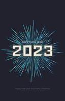 concept de bannières de bonne année 2023. bannières de nuit brillantes 2023. modèle de conception graphique isolé de lumière flash colorée. vecteur