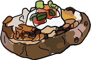 Taco au poulet pommes de terre cuites deux fois, illustration, vecteur sur fond blanc