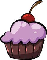 cupcake aux cerises, illustration, vecteur sur fond blanc.