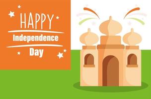 joyeux jour de l'indépendance de l'Inde, monument du taj mahal vecteur