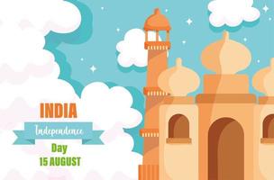 joyeux jour de l'indépendance de l'inde monument indien taj mahal vecteur