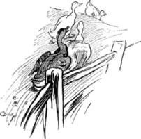 oies se dandinant, illustration vintage vecteur