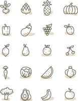 fruits et légumes, illustration, vecteur sur fond blanc.