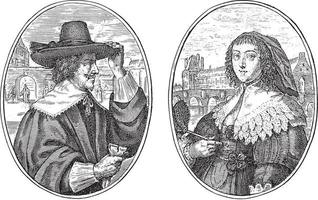avocat et sa femme, crispijn van de passe ii, 1641, illustration vintage. vecteur