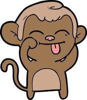 dessin animé singe tirant la langue vecteur