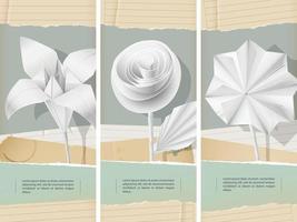 bannières de fleurs en papier vecteur