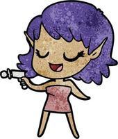 personnage de fille elfe de vecteur en style cartoon