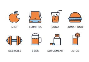 Icônes vectorielles de santé et d'amaigrissement vecteur
