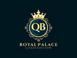 lettre qb logo victorien de luxe royal antique avec cadre ornemental. vecteur