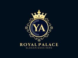 lettre ya logo victorien de luxe royal antique avec cadre ornemental. vecteur