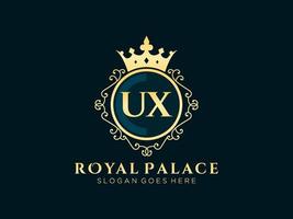 lettre ux logo victorien de luxe royal antique avec cadre ornemental. vecteur