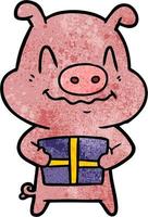 personnage de cochon de vecteur en style cartoon