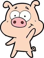 personnage de cochon de vecteur en style cartoon