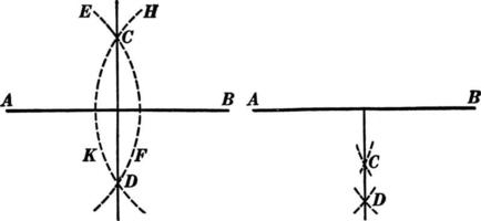 construction d'une bissectrice perpendiculaire d'une ligne droite, illustration vintage. vecteur