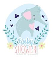 carte de douche de bébé avec mignon petit éléphant vecteur