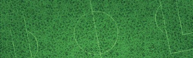 Gazon de football herbe réaliste fond vert panoramique avec marquages - vecteur