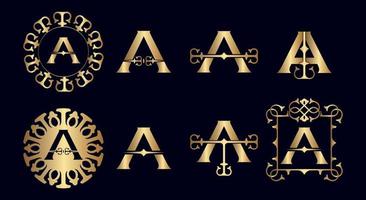 logo royal lettre a ensemble d'or vecteur