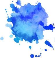 tache d'aquarelle bleue avec éclaboussures et gouttes. fond aquarelle vecteur