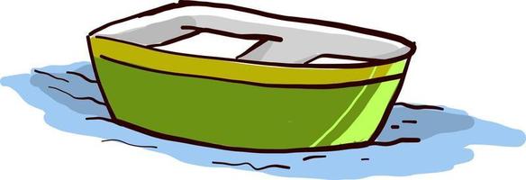 Petit bateau vert , illustration, vecteur sur fond blanc