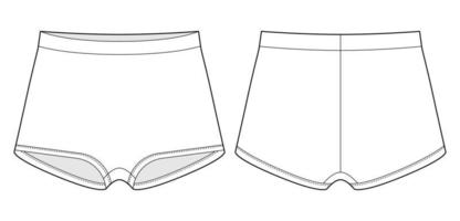 croquis technique de culotte de filles vierges. dame lingerie. caleçon blanc féminin. modèle isolé de culottes décontractées pour femmes vecteur