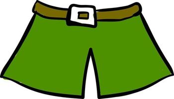 Short homme vert, illustration, vecteur sur fond blanc.