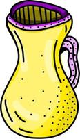 Vase jaune avec une poignée, illustration, vecteur sur fond blanc