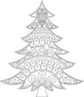 coloriage de sapin de noël avec style mandala vecteur