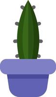 Cactus de langue de boeuf dans un pot violet, icône illustration, vecteur sur fond blanc