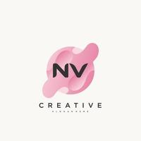 nv lettre initiale logo coloré icône éléments de modèle de conception vecteur