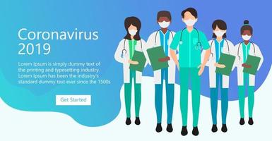 illustration d'agents de santé avec des masques sur le visage adaptés à la page de destination, aux dépliants, aux infographies et à d'autres actifs graphiques liés au vecteur