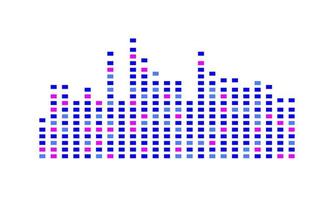 Égaliseur musical abstrait bleu et rose sur fond blanc vecteur