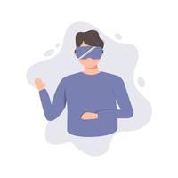 homme à lunettes de réalité virtuelle. notion de réalité virtuelle. illustration de métaverse vecteur