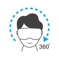 icône de ligne métaverse avec homme dans des lunettes vr, réalité virtuelle, cyber futuriste. vecteur