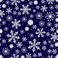 motif de noël composé de flocons de neige blancs et de points dorés, fond bleu foncé sans couture d'hiver vectoriel avec neige, illustration de vacances de conception de noël.