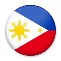 drapeau des philippines sous la forme d'un bouton rond avec un léger éclat et une ombre. le symbole de la fête de l'indépendance, un souvenir, un bouton pour changer de langue sur le site, une icône. vecteur