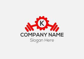 logo de remise en forme sur la lettre k. modèle de vecteur de signe de lettre k gym et fitness