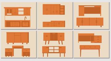 définir différents types d'icônes de table à manger vecteur